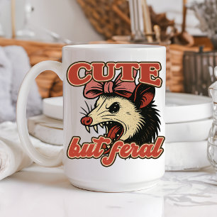 Cute But Feral Possum: Vintage Sarcastic Humour Coffee Mug