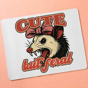 Cute But Feral Possum: Vintage Sarcastic Humour Mouse Pad