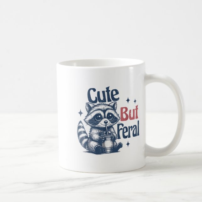 Cute But Feral Raccoon Drinking Boba Toddler Vinta Coffee Mug (Right)