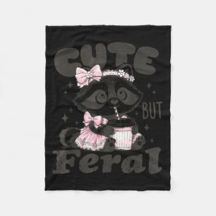 Cute but feral raccoon funny animal meme teen girl fleece blanket