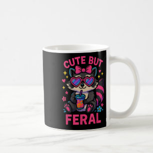 Cute But Feral Raccoon Meme Funny Animal Gles Retr Coffee Mug