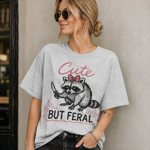 Cute But Feral Racoon Knife T-Shirt