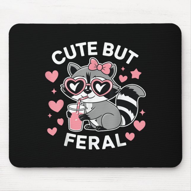 Cute But Feral Racoon Nk Gles Toddler Girls Kids B Mouse Pad (Front)
