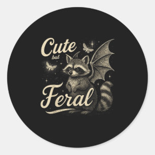 Cute But Feral Racoon With Bat Wings Wild Animal Classic Round Sticker