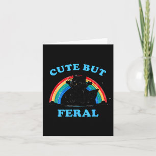 Cute But Feral Racoon With Rainbow Funny Racoon  Card