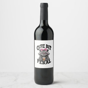 Cute But Feral Racoon With Sunglasses Racoon Wine Label