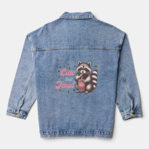 Cute-but-feral Retro Funny Racoon Denim Jacket