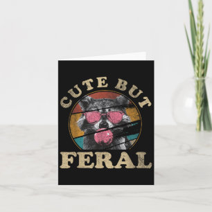 Cute But Feral Toddler Girls Kids _ Raccoon Sungle Card