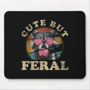 Cute But Feral Toddler Girls Kids _ Raccoon Sungle Mouse Pad
