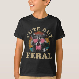 Cute But Feral Toddler Girls Kids _ Raccoon Sungle T-Shirt