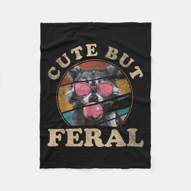 Cute But Feral Toddler Girls Kids _ Racoon Sungle Fleece Blanket (Front)
