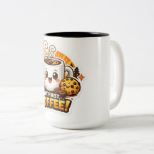 Cute "But First Coffee" Cartoon Character