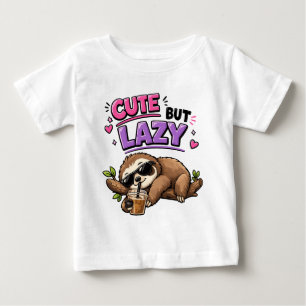 Cute but lazy sloth with iced coffee baby T-Shirt