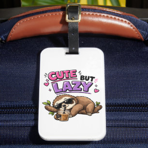 Cute but lazy sloth with iced coffee luggage tag