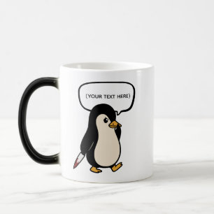 Cute but mischievous penguin magic mug
