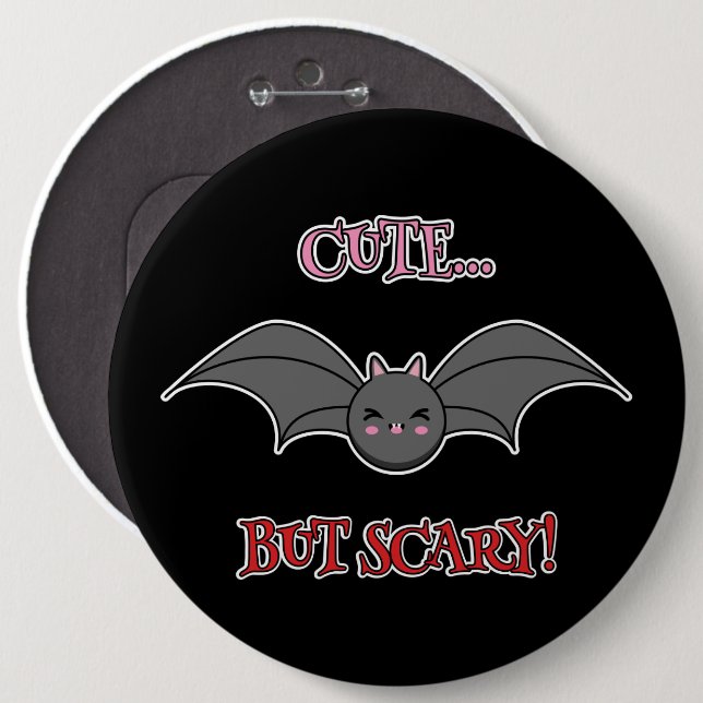 Cute but Scary Bat 6 Cm Round Badge (Front & Back)