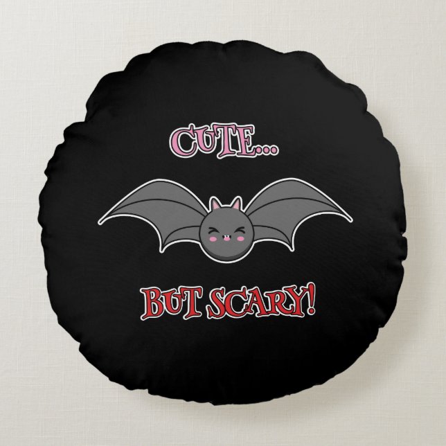 Cute but Scary Bat Round Cushion (Front)