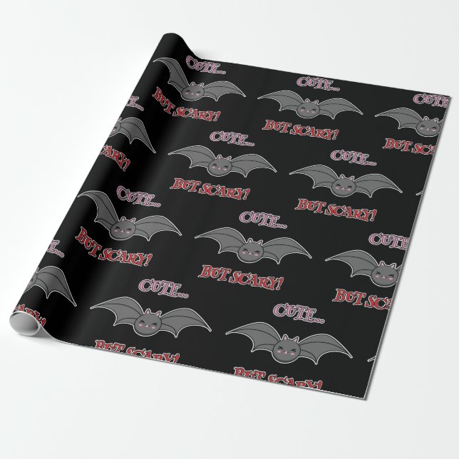 Cute but Scary Bat Wrapping Paper (Unrolled)