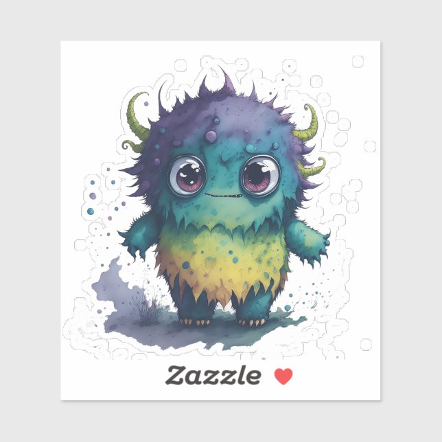 Cute But Scary Cartoon Monster Design Sticker (Sheet)