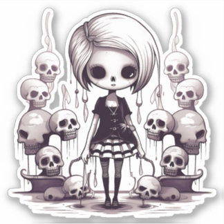 Cute but Scary Cartoon Zombie design Sticker
