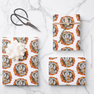 Cute but Scary Hippy Ghost Wrapping Paper Sheet