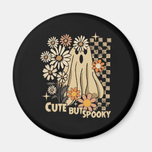 Cute but Spooky Funny Floral Halloween Ghost Check Magnet