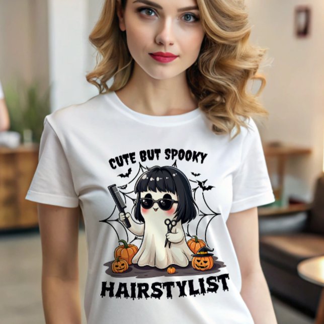 Cute But Spooky Hairstylist Halloween Barber Ghost T-Shirt (Creator Uploaded)