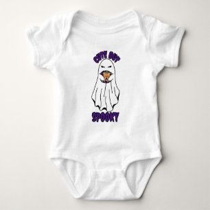 Cute but Spooky Halloween Ghost Holding a Pumpkin Baby Bodysuit