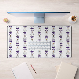 Cute but Spooky Halloween Ghost Holding a Pumpkin Desk Mat