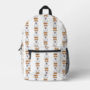 Cute but Spooky Halloween Ghost Holding a Pumpkin Printed Backpack