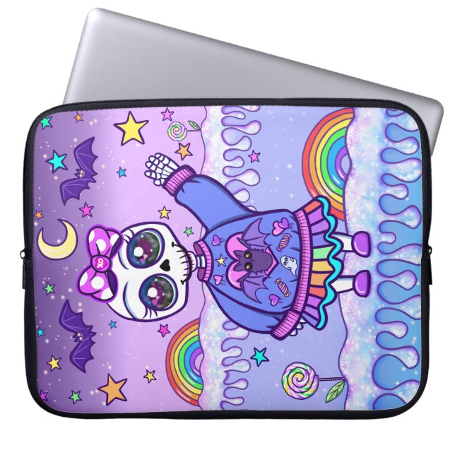 Cute But Spooky Skeleton Girl Laptop Case (Front)