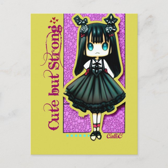 Cute but Strong - Lolly Gothic Girl by CallisC  T- Postcard (Front)