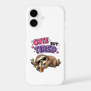 Cute but tired sloth with iced coffee