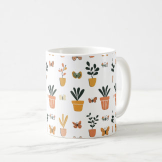 Cute butterflies and pot coffee mug