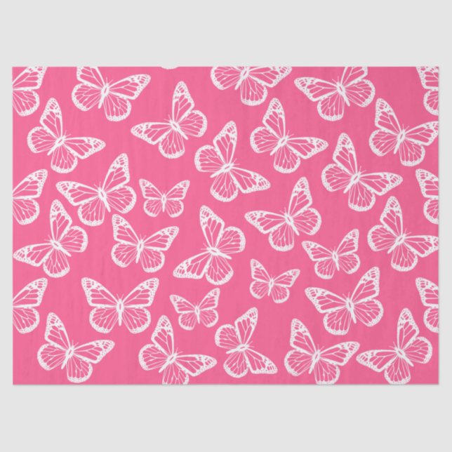 Cute Butterflies Elegant Pretty Pattern Girly Pink Tissue Paper (Front)