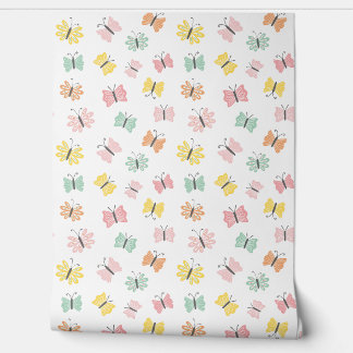 Cute butterflies in pastel colours wallpaper
