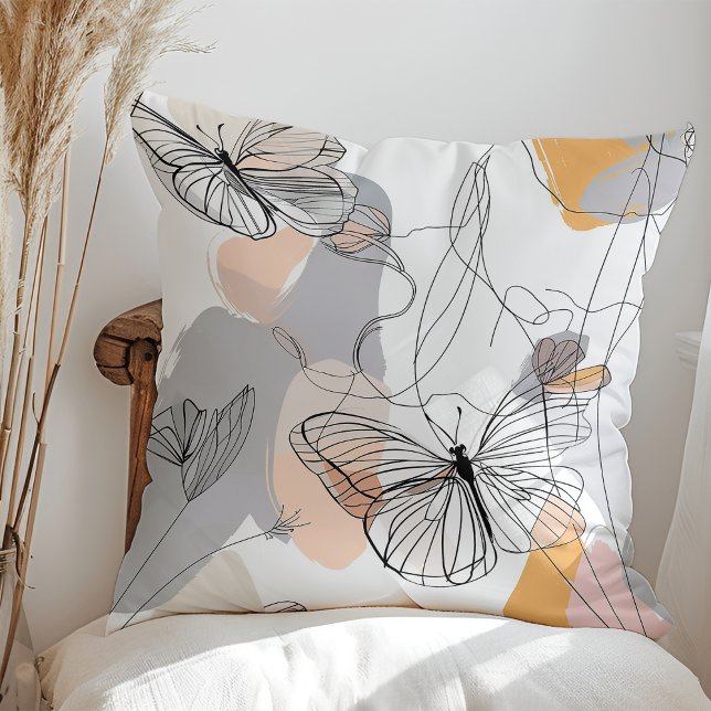 Cute Butterflies Line Art Pattern Cushion (Creator Uploaded)