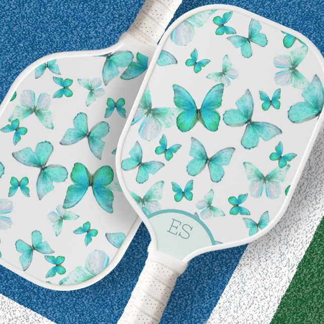 Cute butterflies teal pickleball paddle (Creator Uploaded)