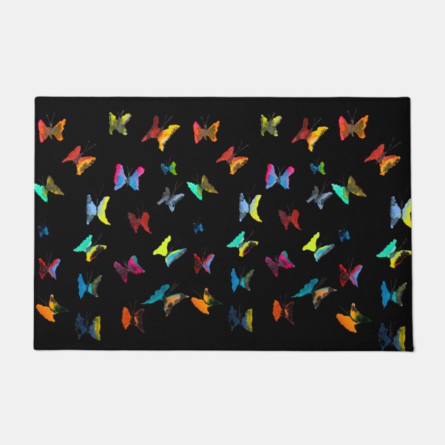 Cute butterflies watercolor art doormat (Front)