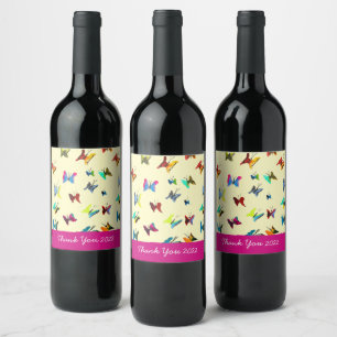 Cute butterflies watercolor art wine label