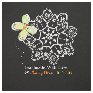 Cute Butterfly And Lace Handmade Custom Labels Fabric