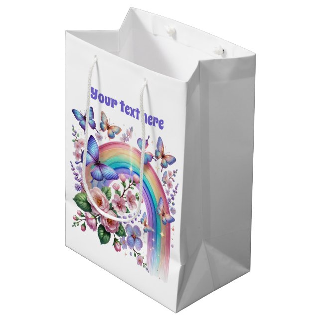 Cute Butterfly any purpose customisable  Medium Gift Bag (Front Angled)