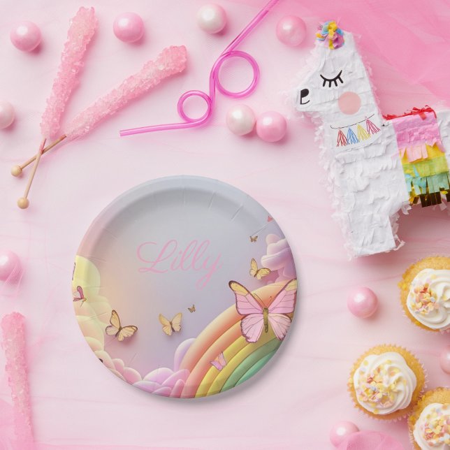 Cute Butterfly Baby Girl Paper Plate (Creator Uploaded)