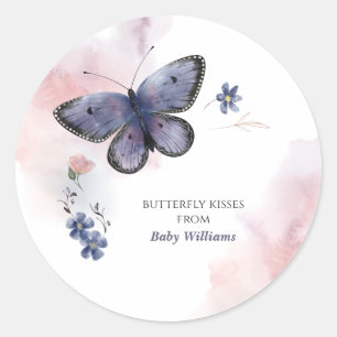 Cute Butterfly Baby Shower Classic Round Sticker