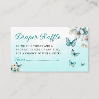 Cute Butterfly Baby Shower Diaper Raffle Ticket  Enclosure Card