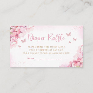 Cute Butterfly Baby Shower Diaper Raffle Ticket Enclosure Card