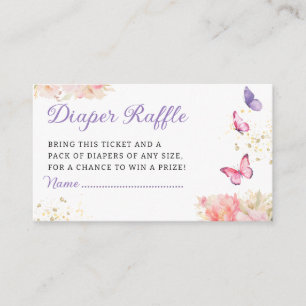 Cute Butterfly Baby Shower Diaper Raffle Ticket Enclosure Card