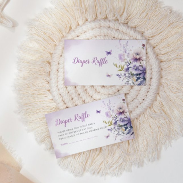 Cute Butterfly Baby Shower Diaper Raffle Ticket    Enclosure Card (Creator Uploaded)
