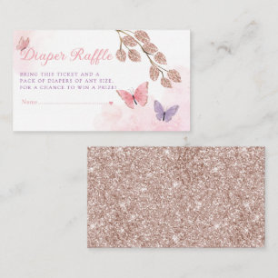 Cute Butterfly Baby Shower Diaper Raffle Ticket Enclosure Card