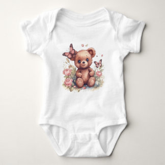 Cute Butterfly Bear Baby Bodysuit